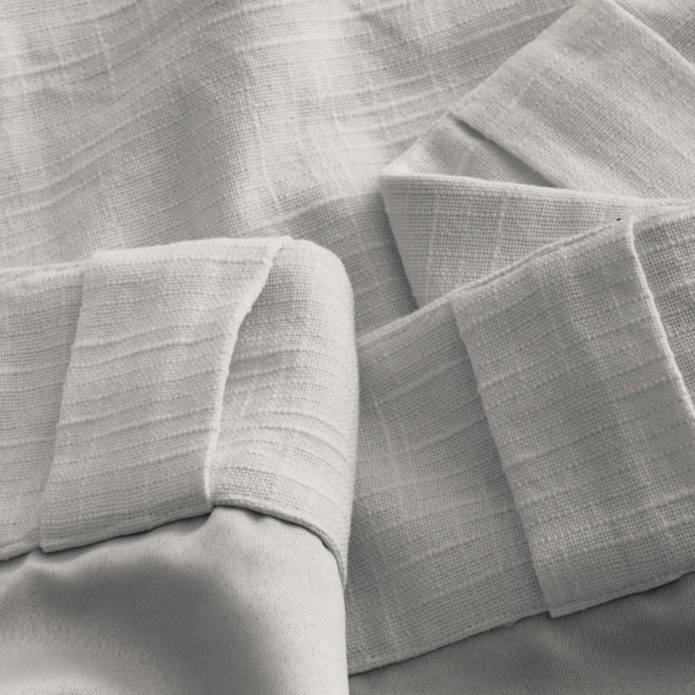 NWT QUINCE Set Of 2 48x84 Cotton Slub Room Darkening Curtains Cloud 6510 - Picture 5 of 12